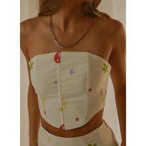 PEPPERMAYO WOMEN'S FASHION FLASHBACK BUSTIER IN 90S MOTIF SIZE 2 - NWT $59